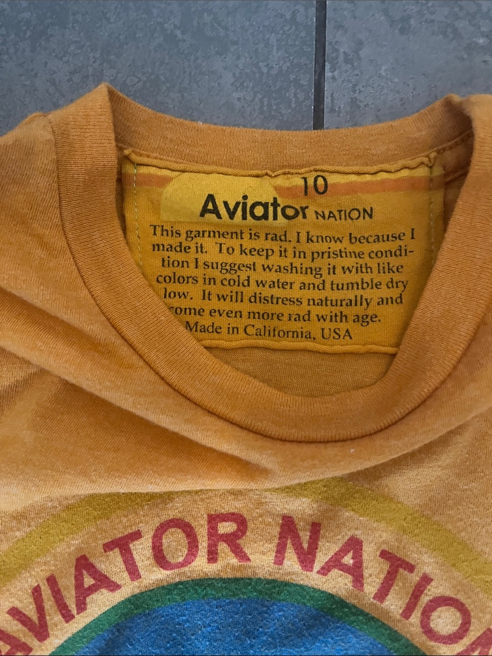 Aviator Nation Kids Venice Tee Graphic T-Shirt Gold Unisex Size 10 - Picture 4 of 5